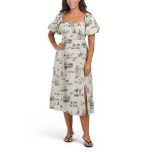 TULIP Black Cream Puff Sleeve Printed Maxi Dress